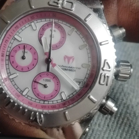 TechnoMarine Chronograph Divers Silver and Pink Watch - Picture 8 of 8